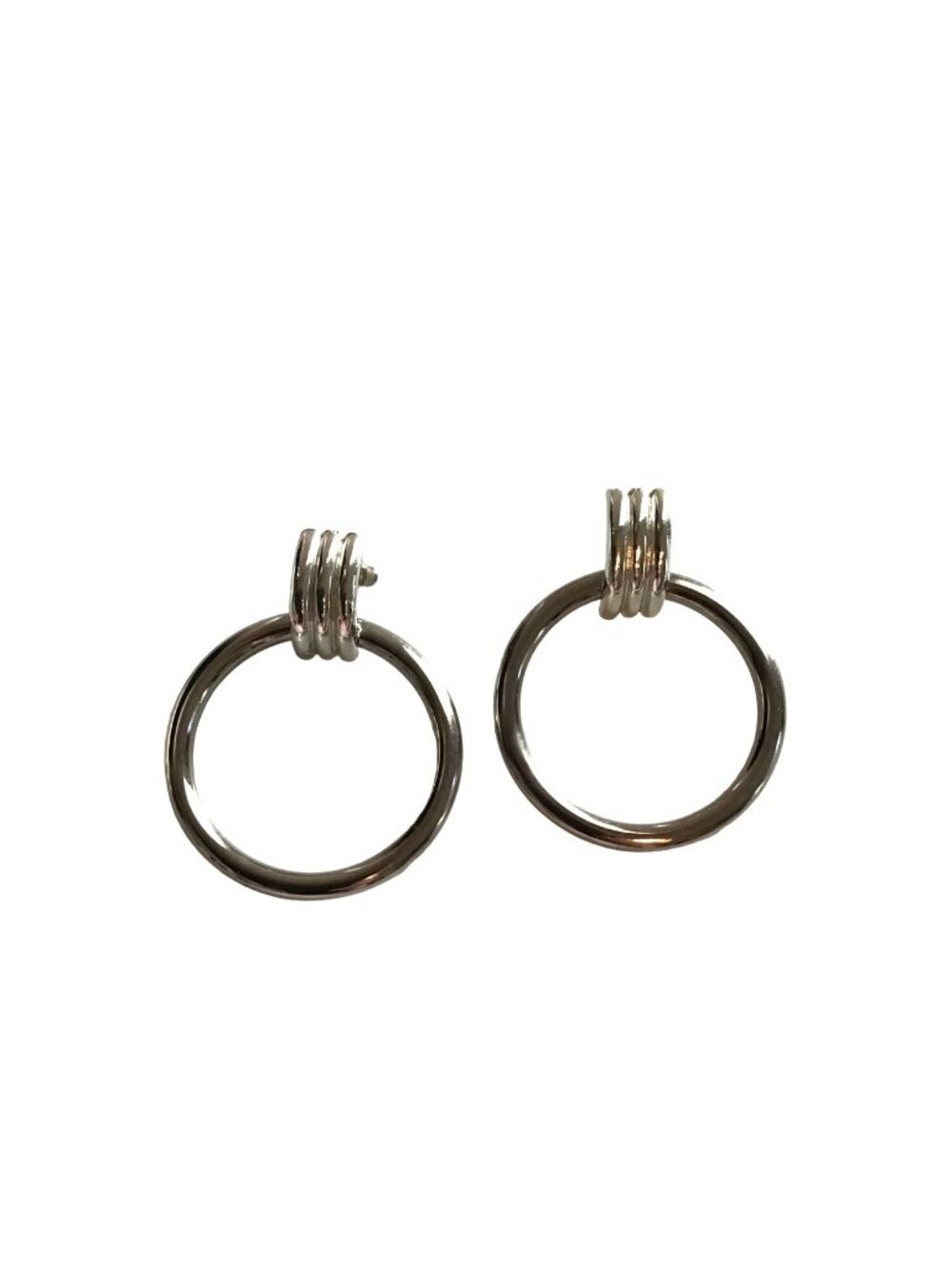 BEAUTIFUL WOMENS SILVER TONE DANGLE HOOP EARRINGS